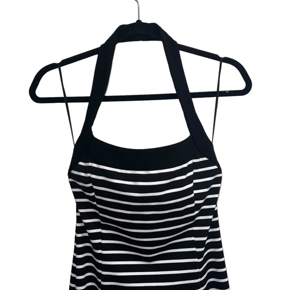 NEW NWT NICHOLAS Jane Contrast Square Neck Midi Dress In Black & Milk Stripe - Picture 5 of 13